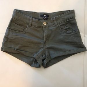 H&M Khaki green denim shorts